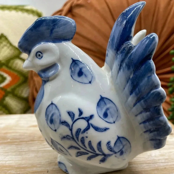 Other - Blue and White Rooster Money Bank